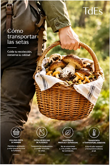 cesta de mimbre con setas silvestres recién recogidas