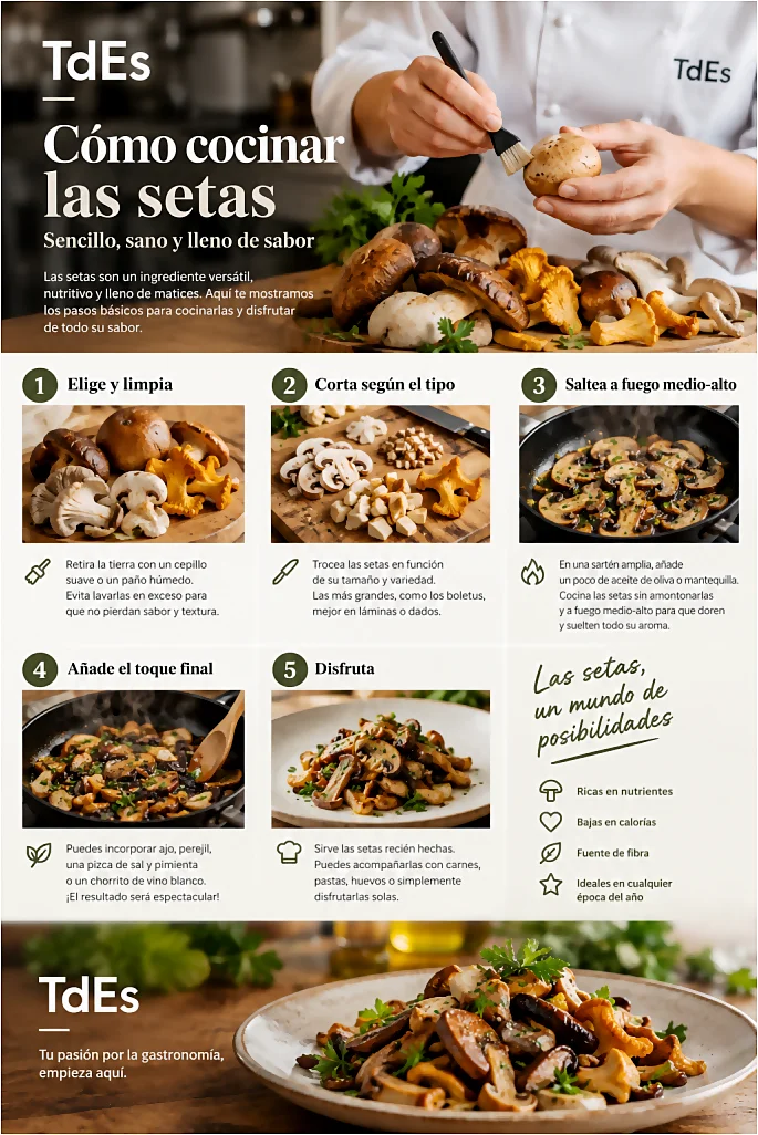 Como cocinar las setas. Cursos de cocina para principiantes
