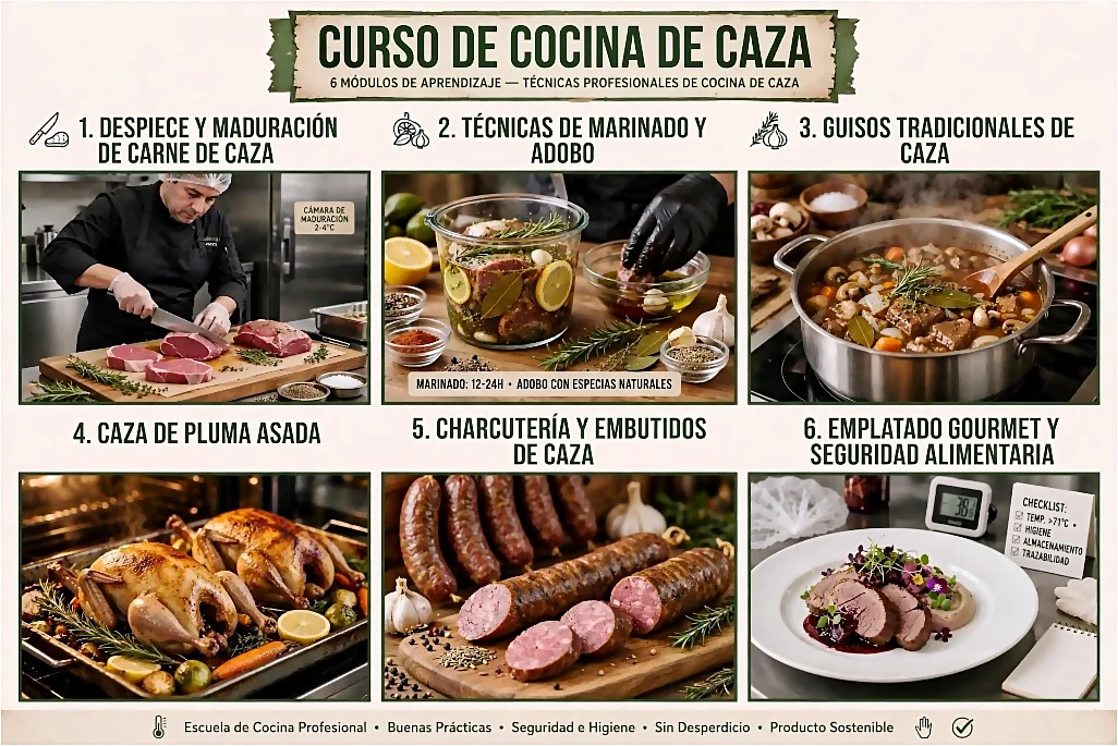 Que se aprende en un curso de cocina de caza