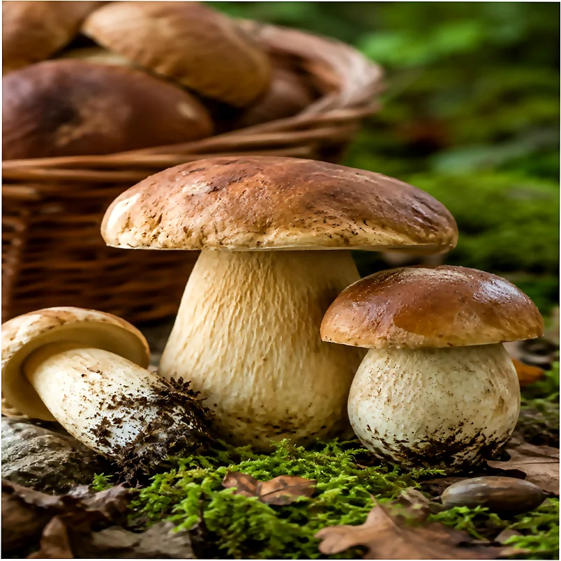 Boletus edulis fresco recién limpiado