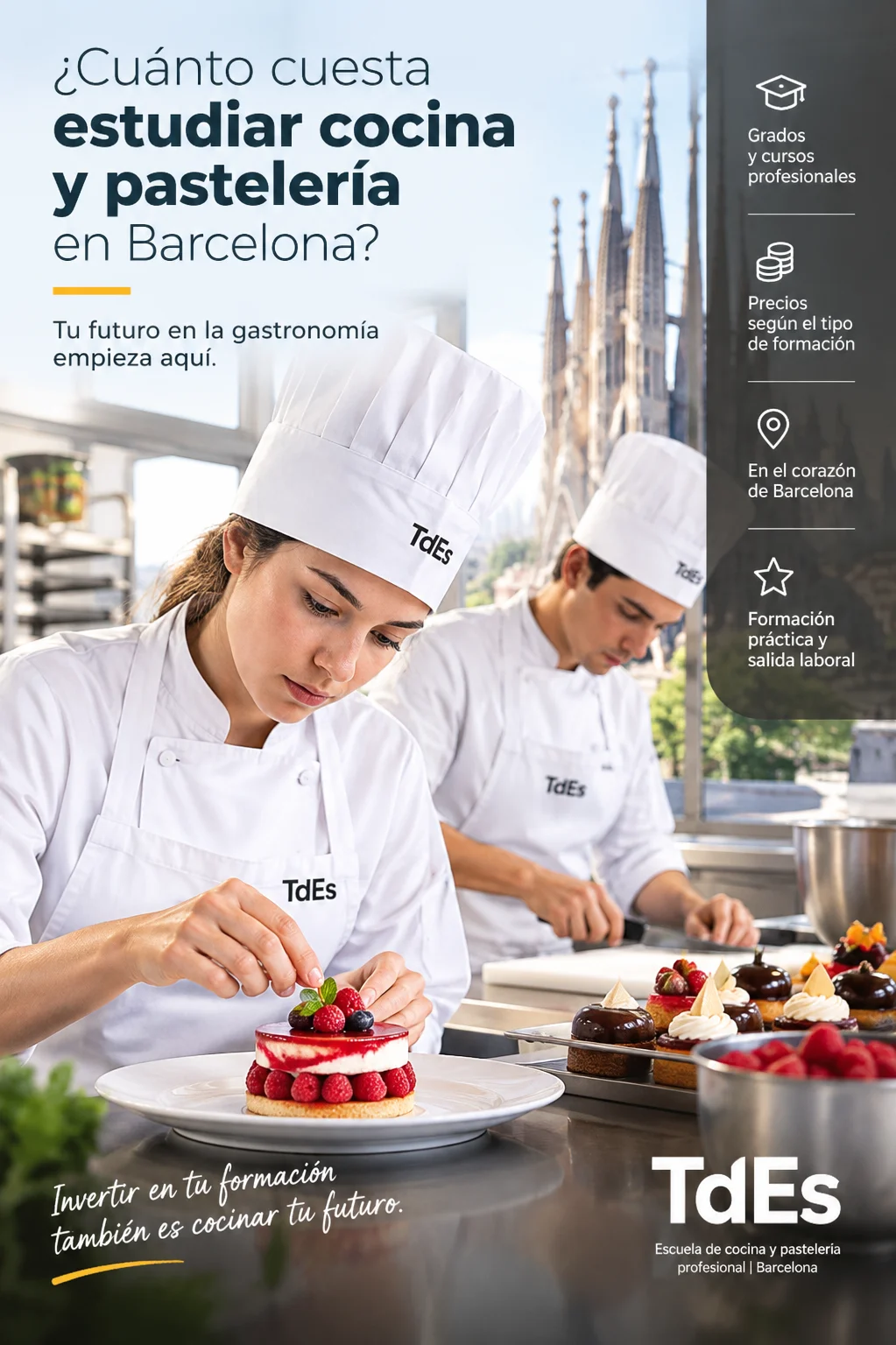 Precios de los cursos de cocina y pasteleria profesional en Barcelona