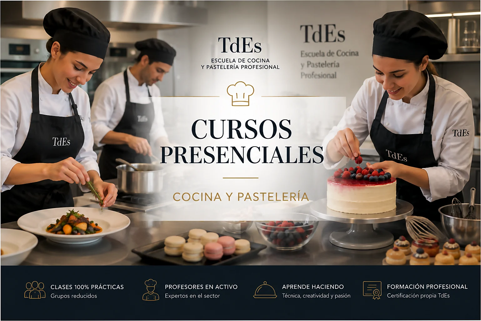 Cursos presenciales de cocina y pasteleria en Barcelona