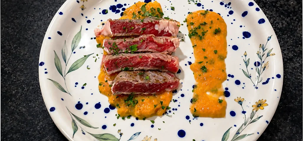 Tataki de ternera con albaricoques. Curso de cocina para principiantes TdEs