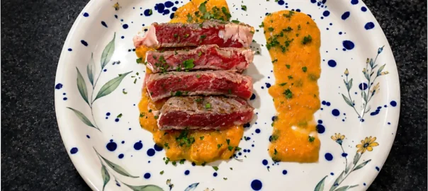 Tataki de ternera con albaricoques. Curso de cocina para principiantes TdEs