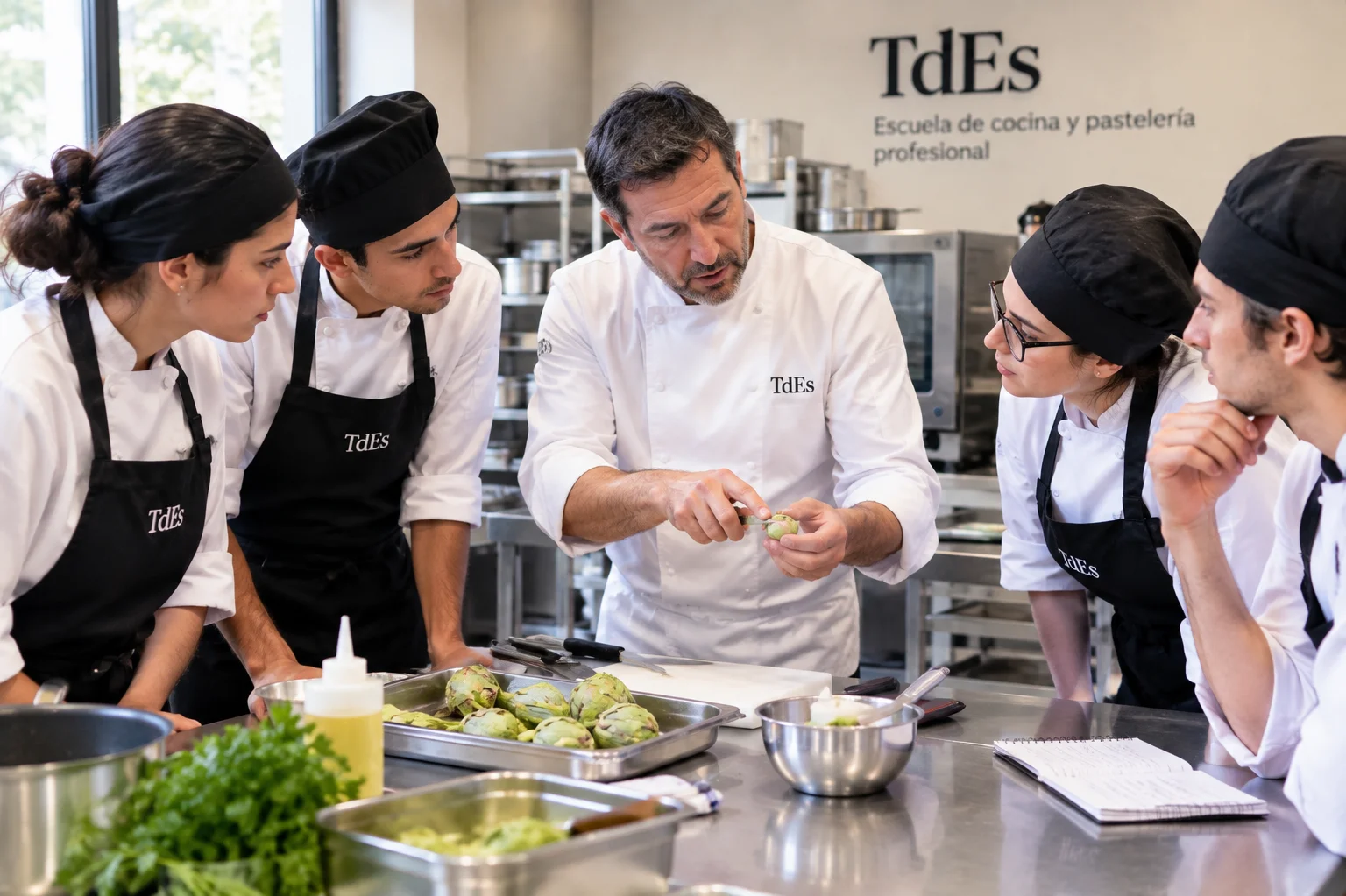 Formación presencial con el Chef en un escuela de cocina y pastelería en Barcelona