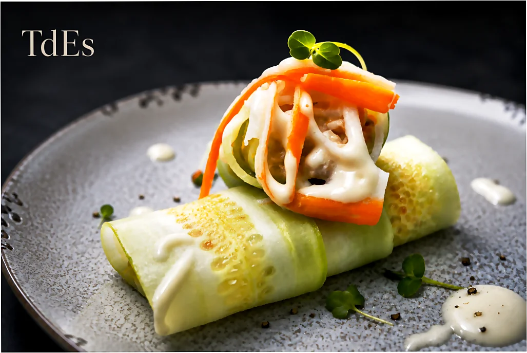 Rollito de pepino. Receta elaborada por los estudiantes de los cursos de cocina